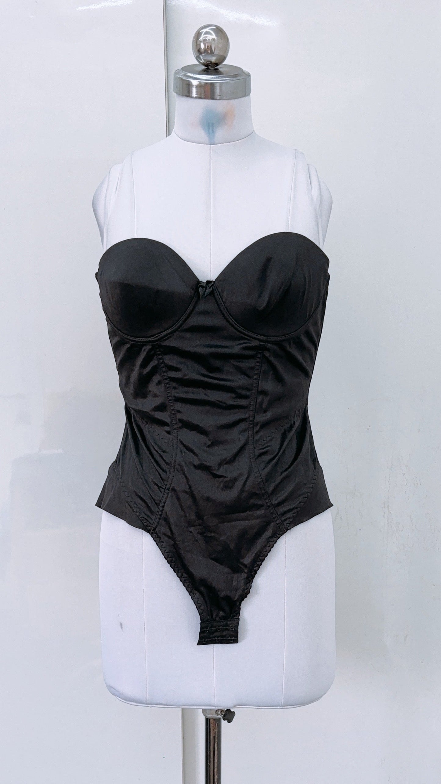 Black Satin Corset Bodysuit