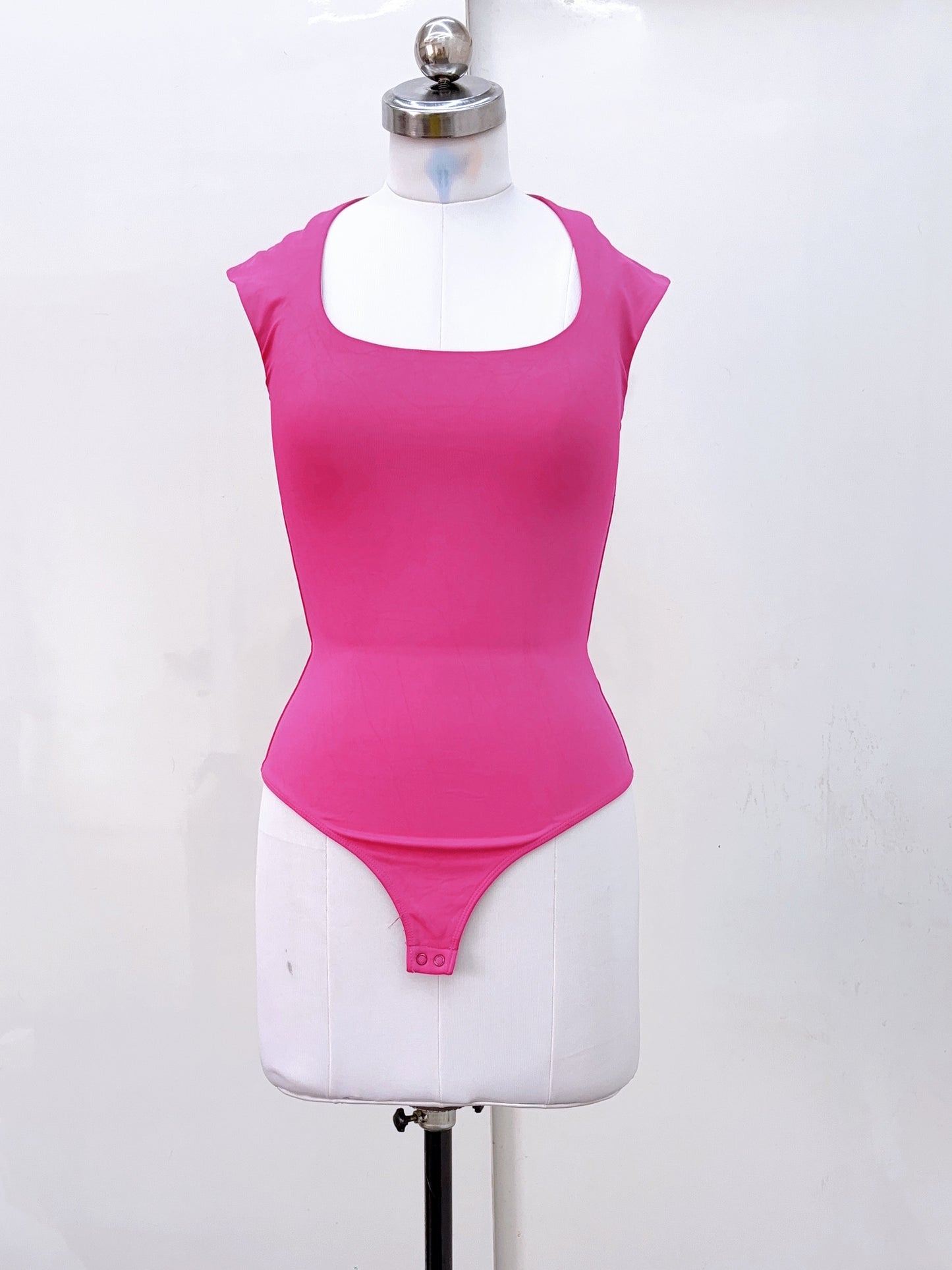 Pink Square Neck Bodysuit