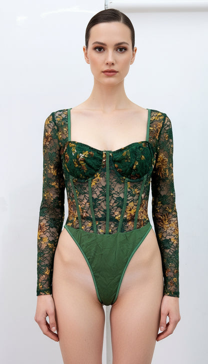 Green Corset Bodysuit