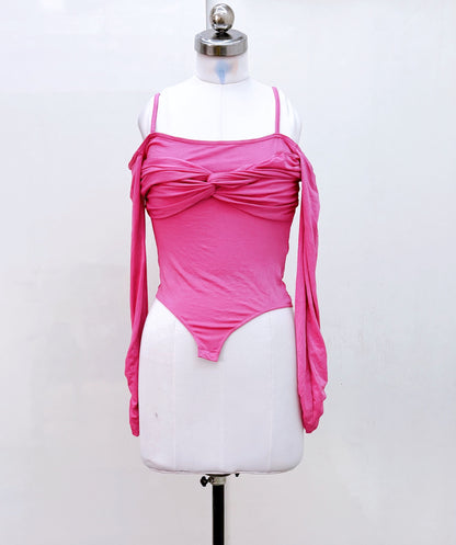 Pink Cold Shoulder Bodysuit