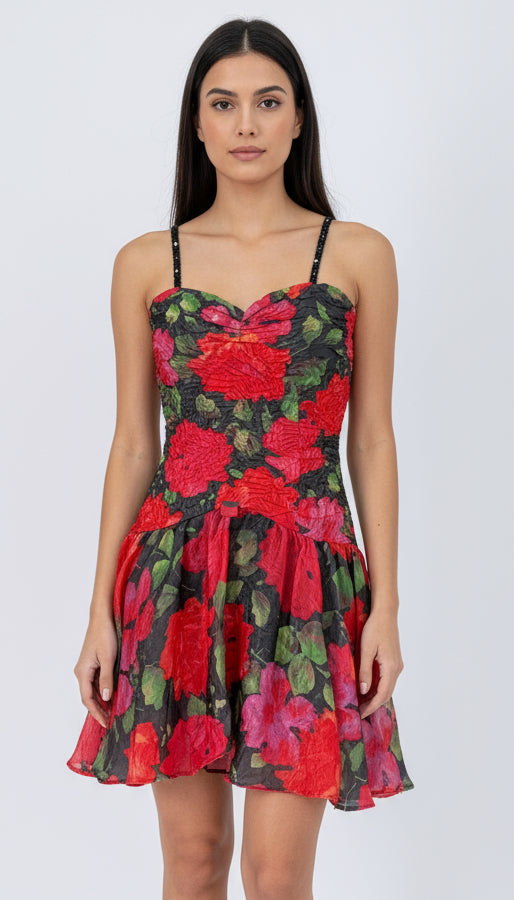 Floral Bedazzled Dress