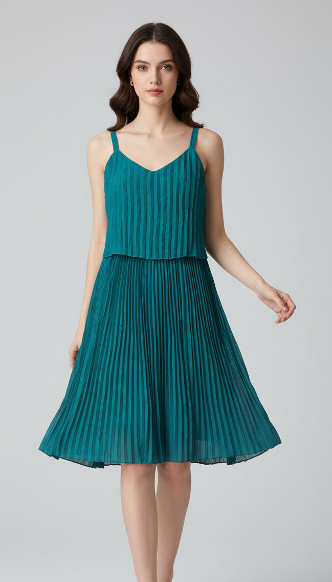 Blue Pleated Dress