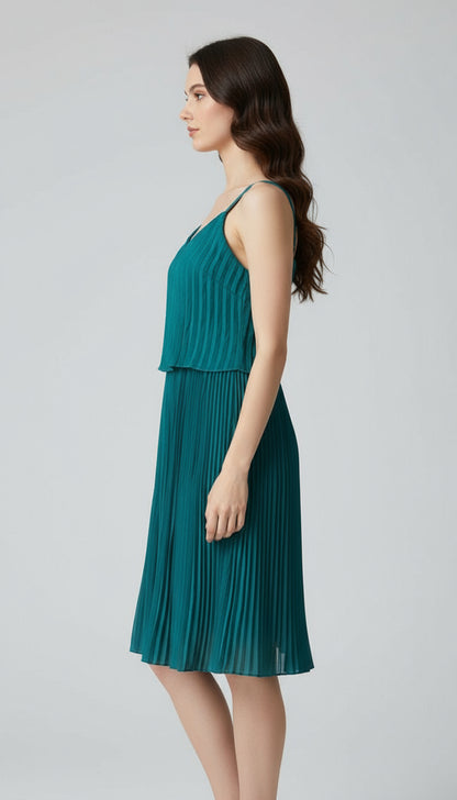 Blue Pleated Dress