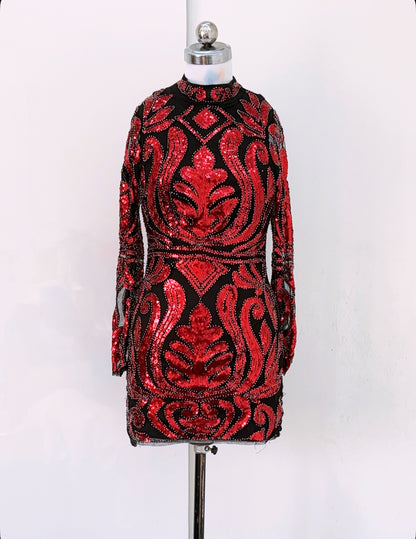 Black Red Sequin Dress
