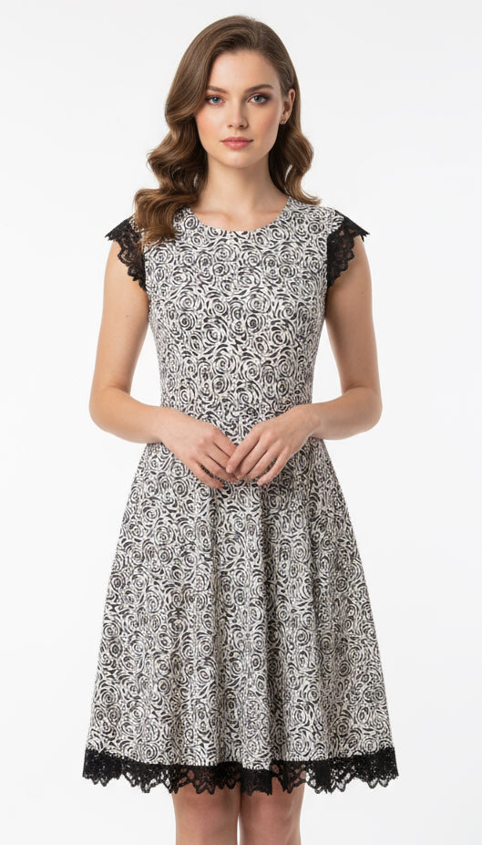 Black White Printed Dress