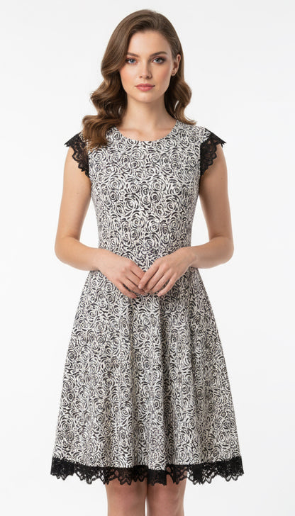 Black White Printed Dress