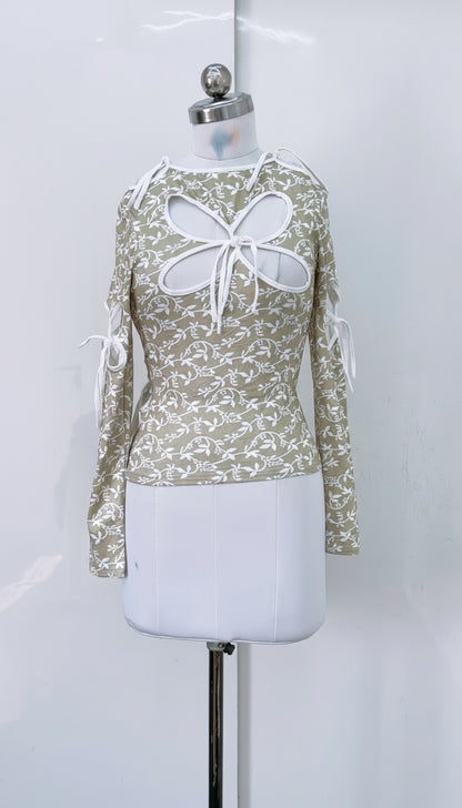 Floral Two Way Wearing Cut Out Top